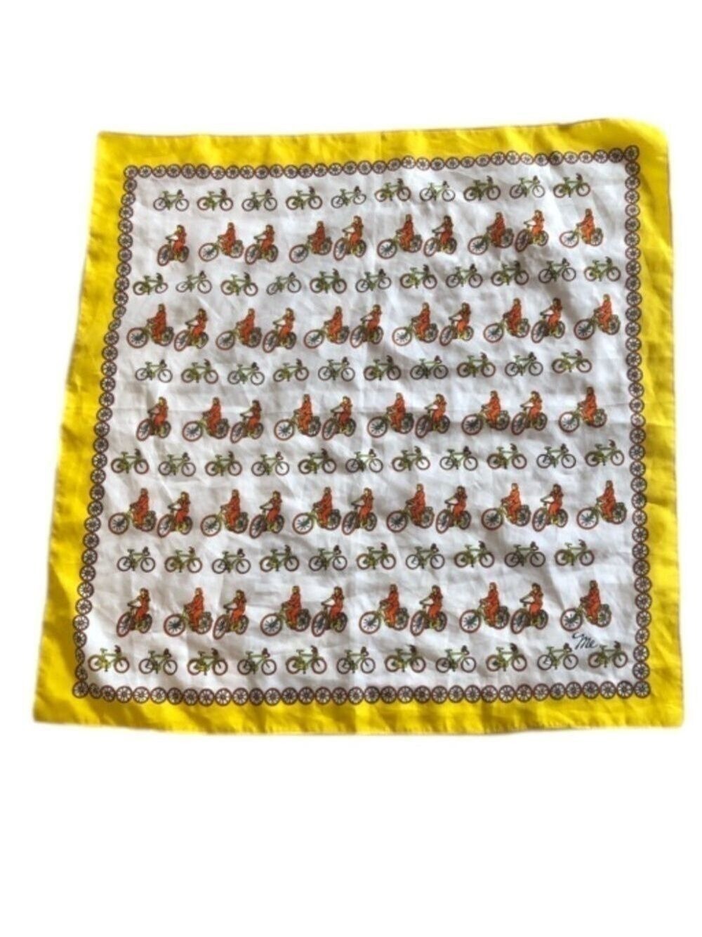 Mr Emperor scarf bicycle print. Made in Italy. Approximately 22.5” x 23”